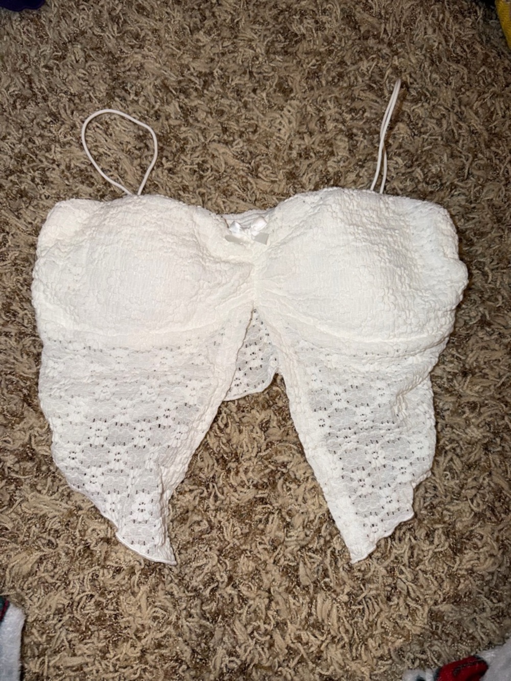 White Lace Cropped Bustier Top